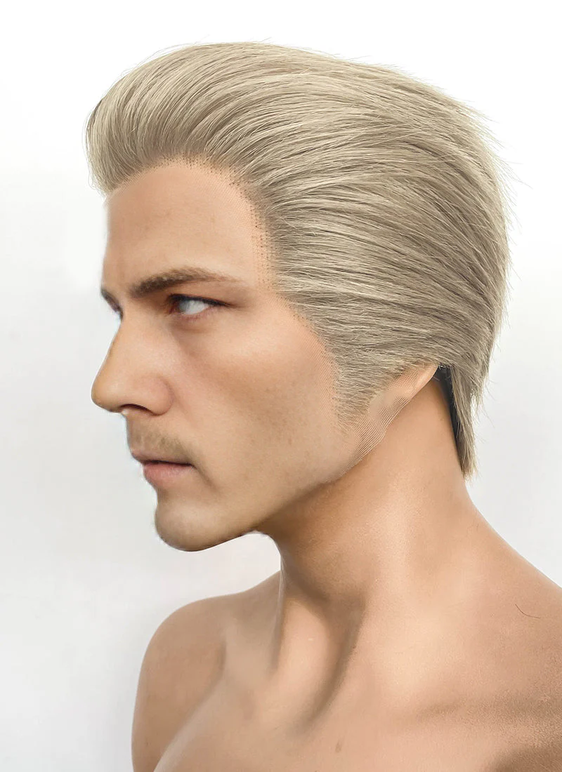 Resident Evil Albert Wesker Pastel Ash Blonde Straight Lace Front Synthetic Men's Wig LF8035 - Image 6
