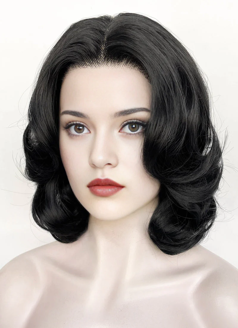 Snow White 1937 Jet Black Wavy Bob Lace Front Synthetic Wig LF8040 - Image 3