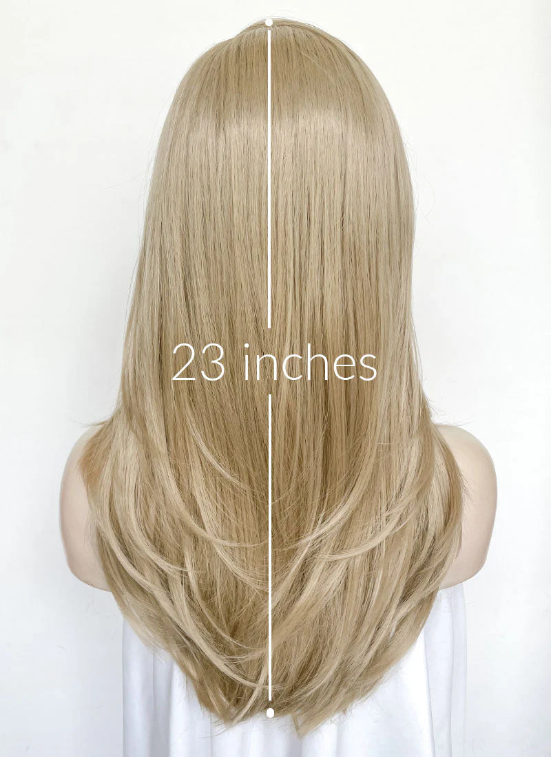 Ash Blonde Straight Lace Front Kanekalon Synthetic Hair Wig With Fuffy Bang LF8051 - Image 5