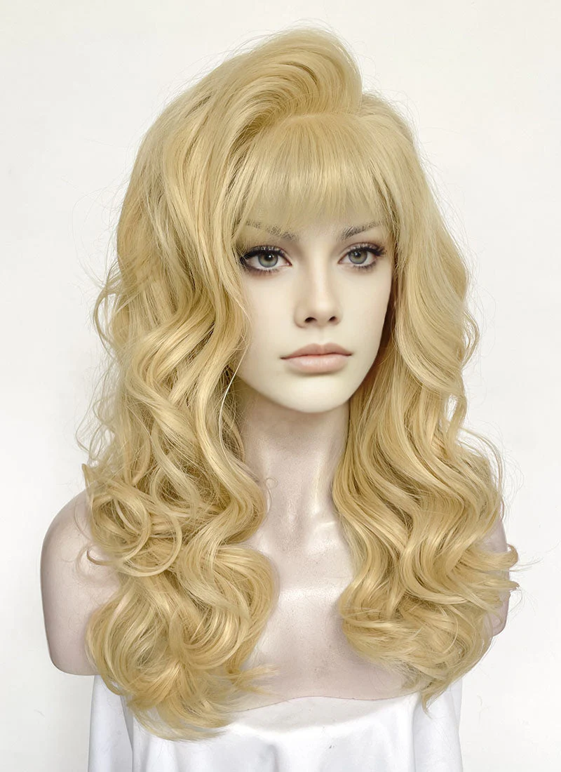 Blonde Wavy Lace Front Synthetic Hair Wig With Fuffy Bang LF8052 - Image 2