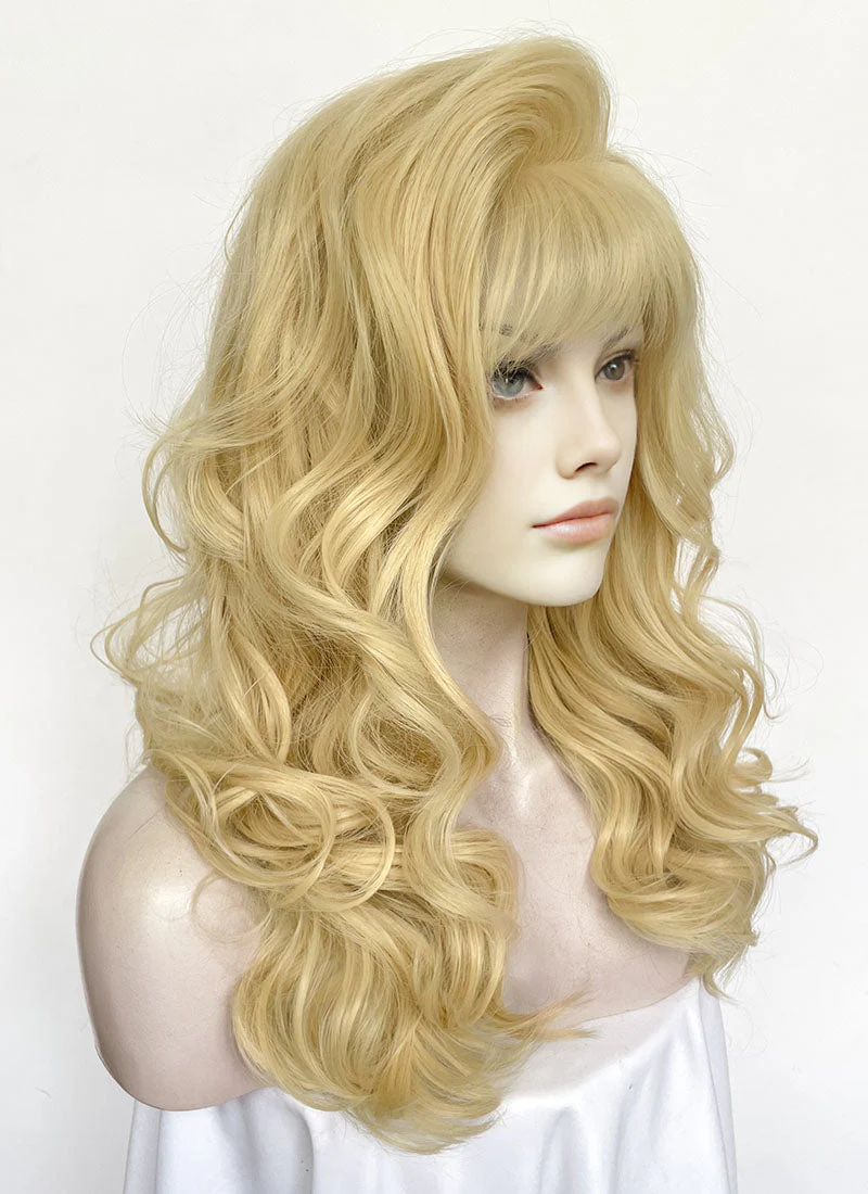 Blonde Wavy Lace Front Synthetic Hair Wig With Fuffy Bang LF8052 - Image 3