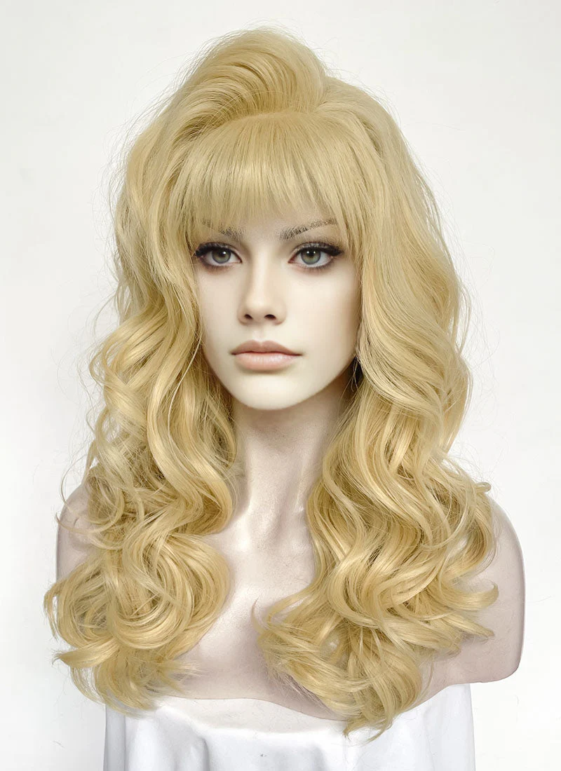 Blonde Wavy Lace Front Synthetic Hair Wig With Fuffy Bang LF8052 - Image 4