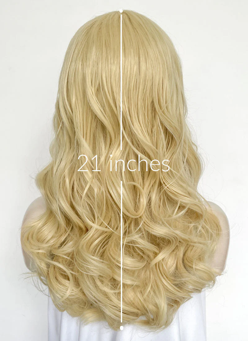 Blonde Wavy Lace Front Synthetic Hair Wig With Fuffy Bang LF8052 - Image 5