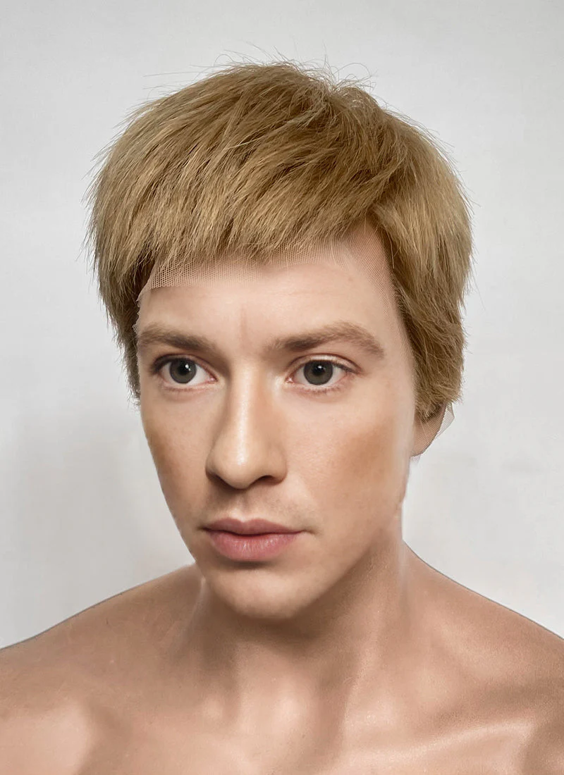 The Fantastic Four Human Torch Johnny Storm Golden Blonde Straight Yaki 13" x 6" Lace Top Synthetic Men's Wig LF8071 - Image 11
