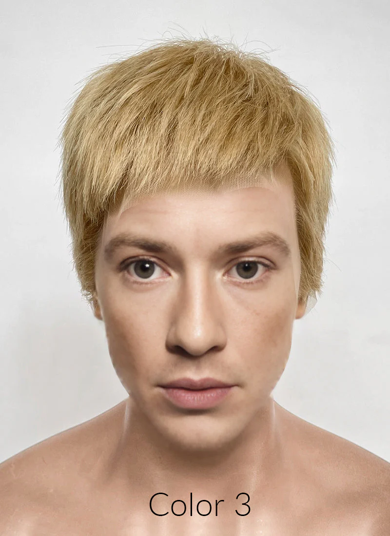 The Fantastic Four Human Torch Johnny Storm Golden Blonde Straight Yaki 13" x 6" Lace Top Synthetic Men's Wig LF8071 - Image 4