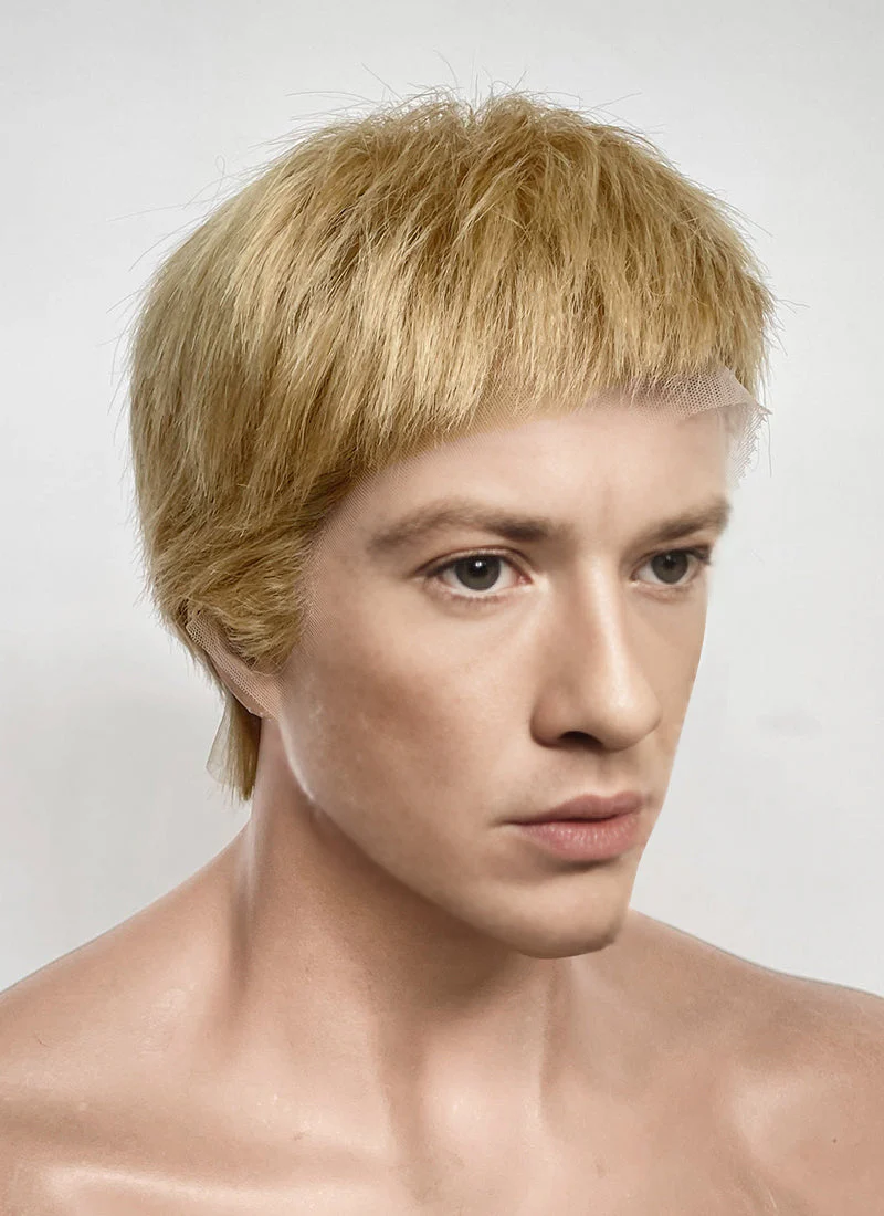 The Fantastic Four Human Torch Johnny Storm Golden Blonde Straight Yaki 13" x 6" Lace Top Synthetic Men's Wig LF8071 - Image 5