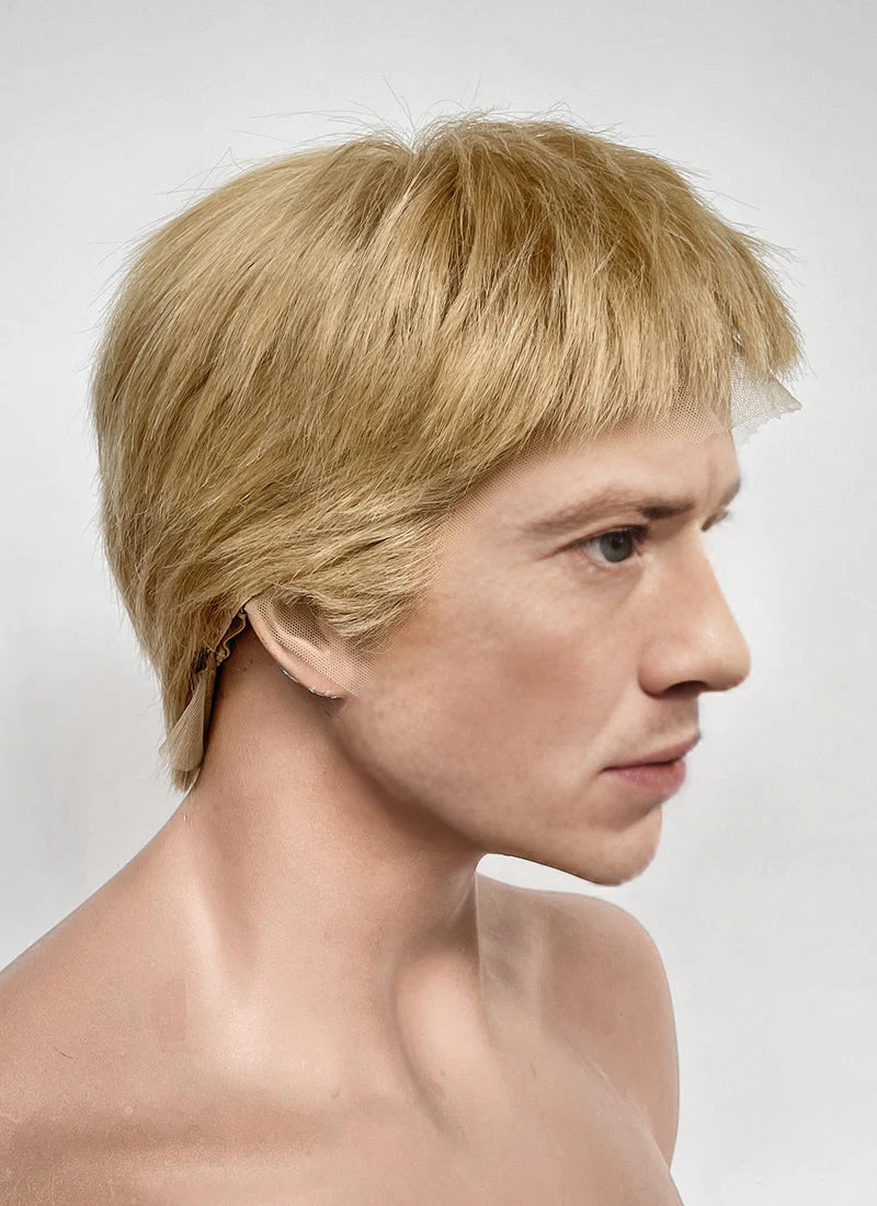 The Fantastic Four Human Torch Johnny Storm Golden Blonde Straight Yaki 13" x 6" Lace Top Synthetic Men's Wig LF8071 - Image 6