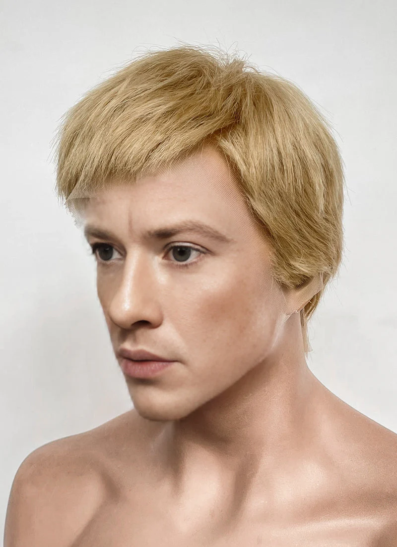 The Fantastic Four Human Torch Johnny Storm Golden Blonde Straight Yaki 13" x 6" Lace Top Synthetic Men's Wig LF8071 - Image 7