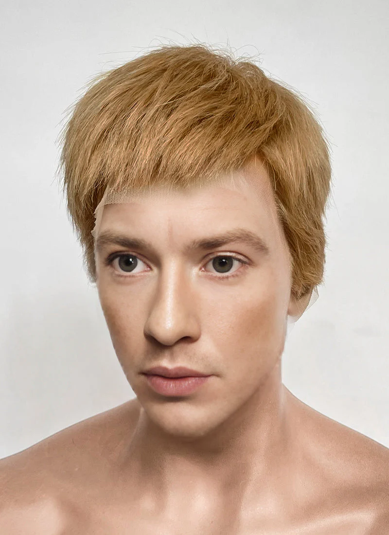 The Fantastic Four Human Torch Johnny Storm Golden Blonde Straight Yaki 13" x 6" Lace Top Synthetic Men's Wig LF8071 - Image 9