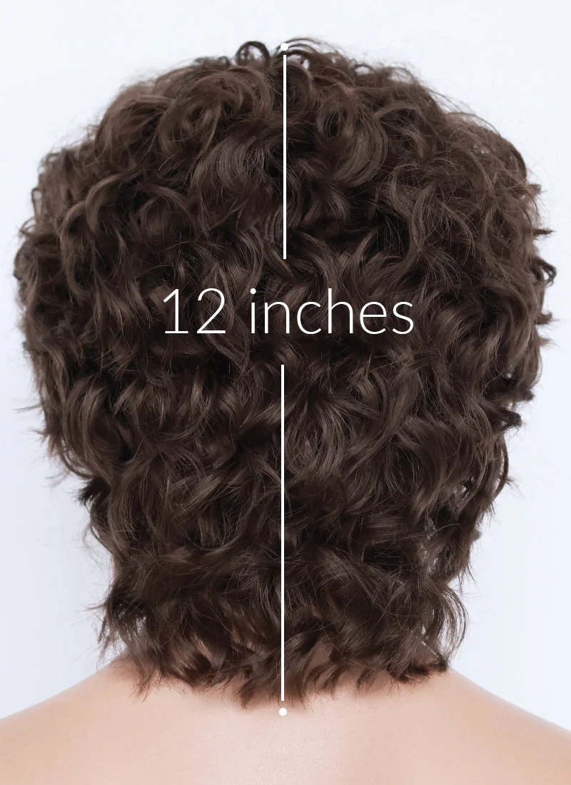 Brunette Curly Mod Lace Front Synthetic Men's Wig LF8074 - Image 8