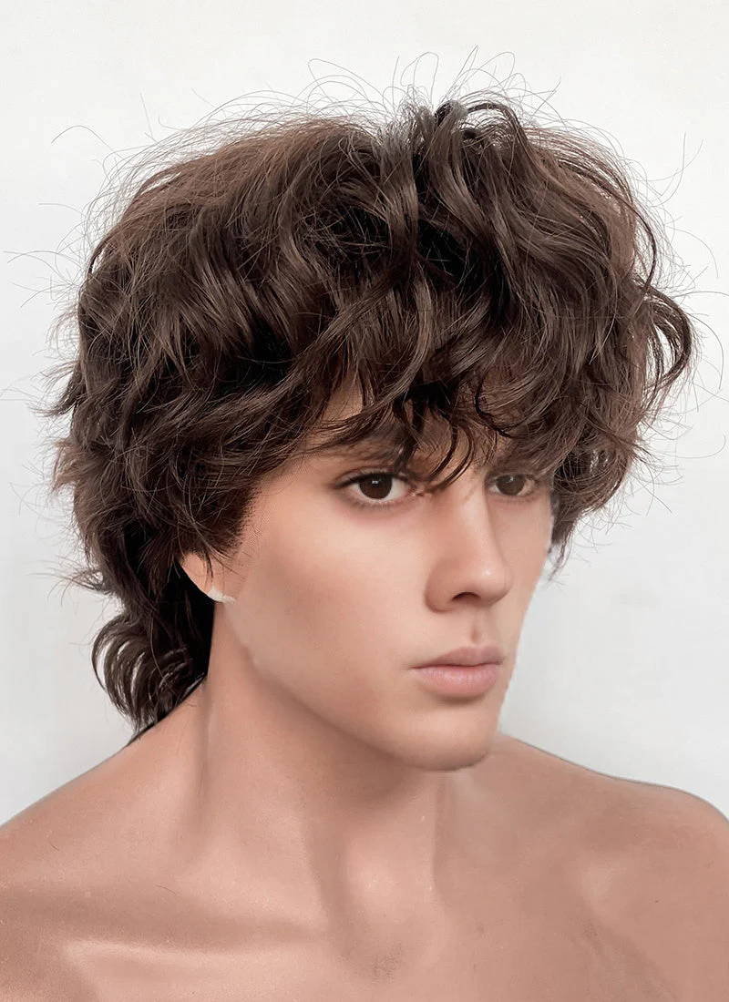 Wednesday Tyler Galpin Brunette Wavy Lace Front Synthetic Men's Wig LF8077 - Image 2