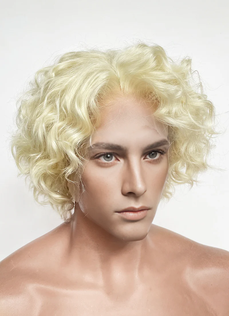 Blonde Curly Lace Front Synthetic Men's Wig LF8081 - Image 2
