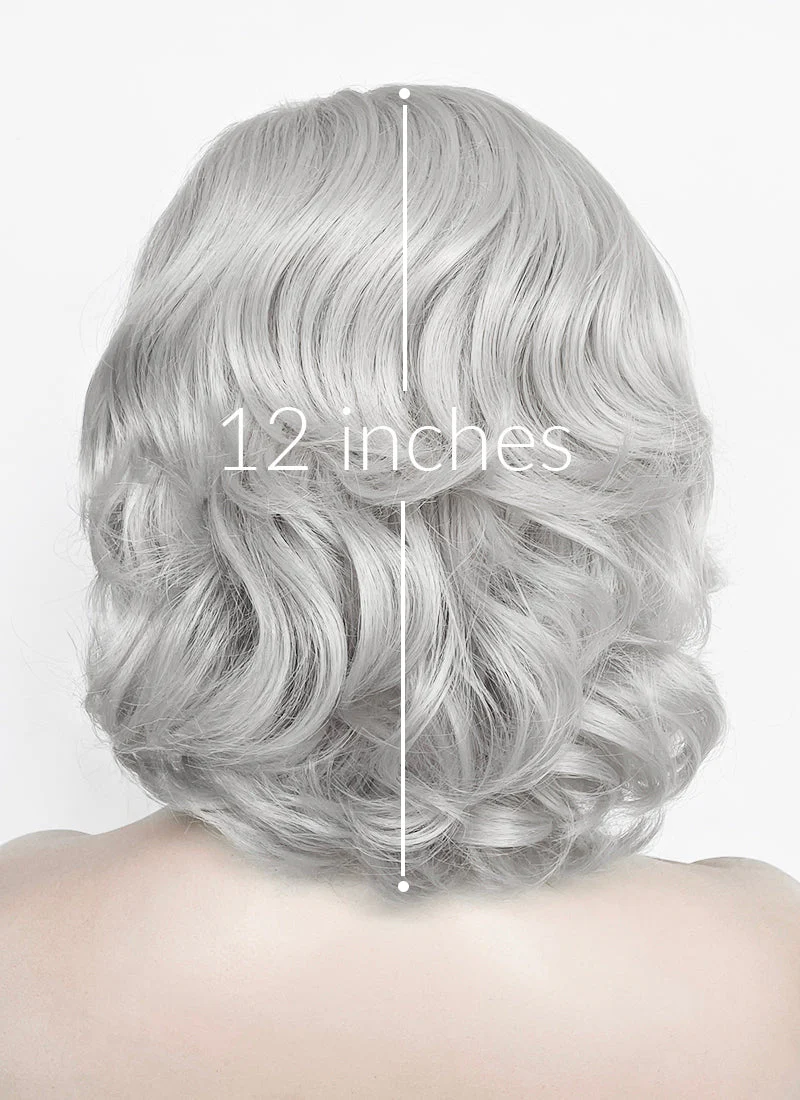 Pastel Blondish Grey Wavy Lace Front Synthetic Wig LF8087 - Image 5