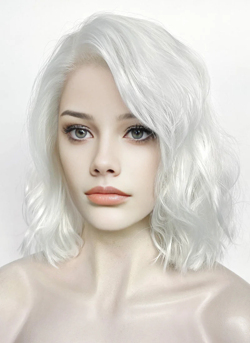 White Wavy Lace Front Synthetic Hair Wig LF8093 - Image 4