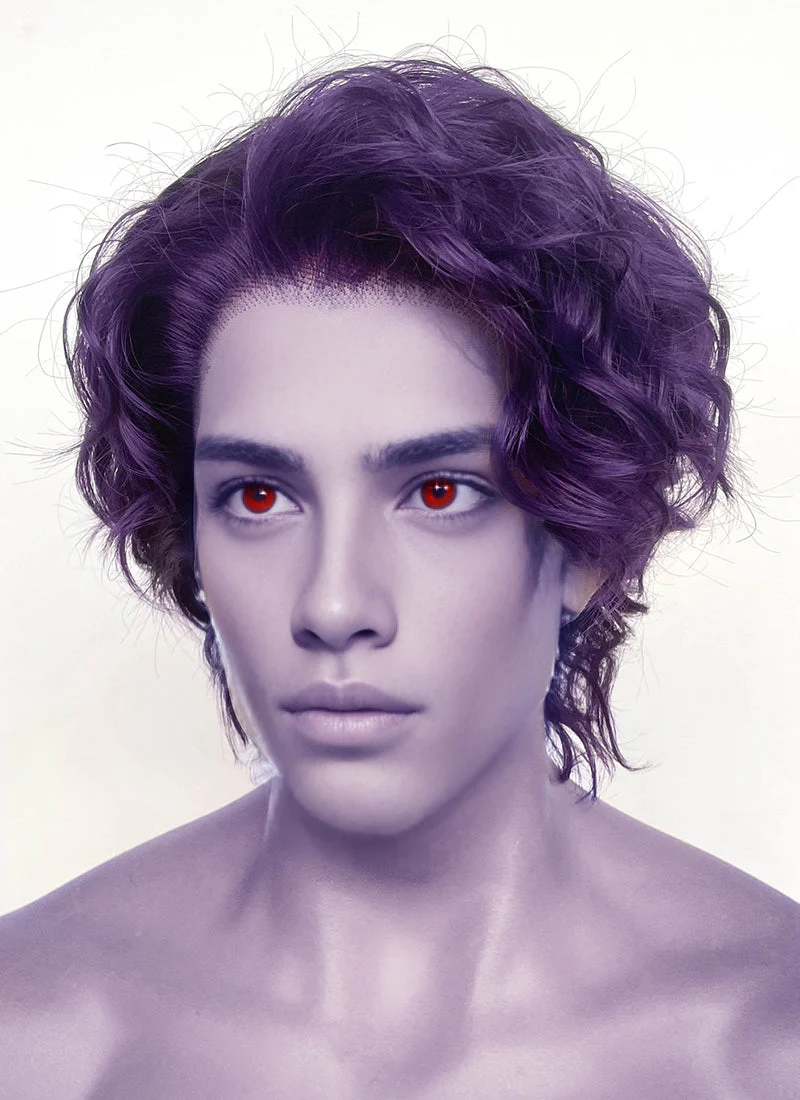 Critical Role The Mighty Nein Mollymauk Tealeaf Purple Wavy Lace Front Synthetic Men's Wig LF8094 - Image 2