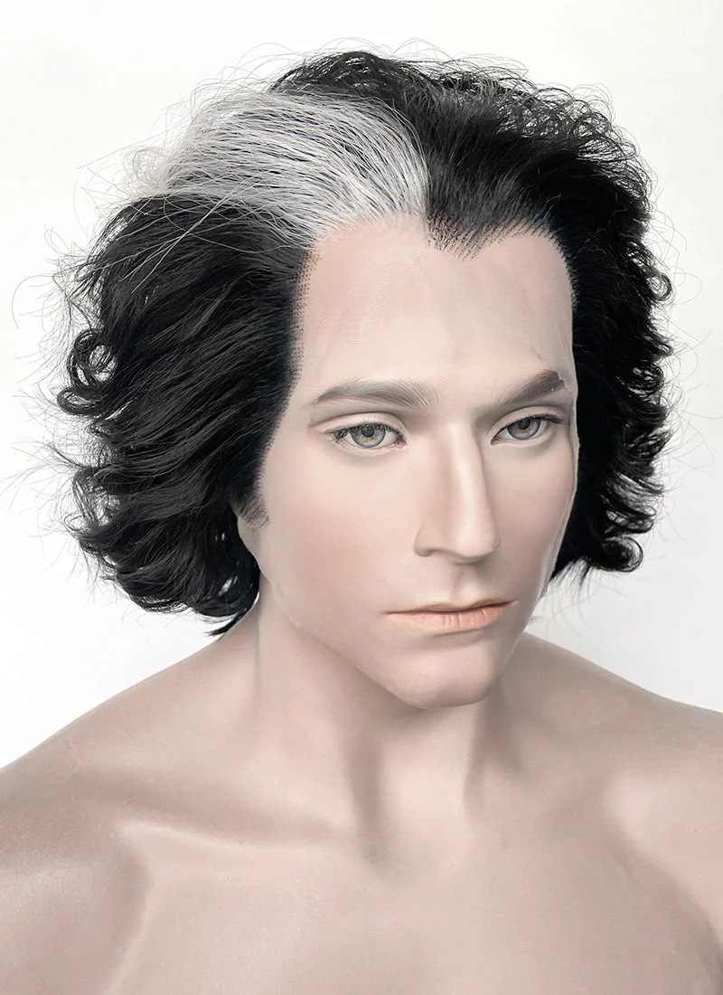 Sweeney Todd Black With Sliver Grey Wavy Lace Front Synthetic Men's Wig LF8095 - Image 2