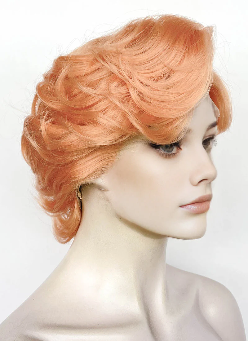 Pastel Orange Wavy Bob Lace Front Synthetic Wig LF8107 - Image 3