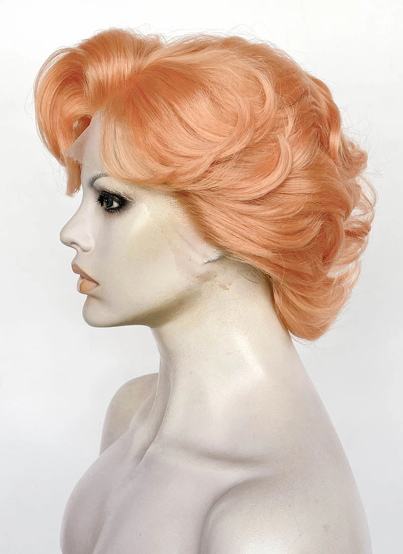 Pastel Orange Wavy Bob Lace Front Synthetic Wig LF8107 - Image 6