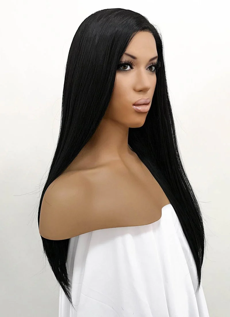 Straight Jet Black Lace Front Synthetic Wig LFB002 - Image 2