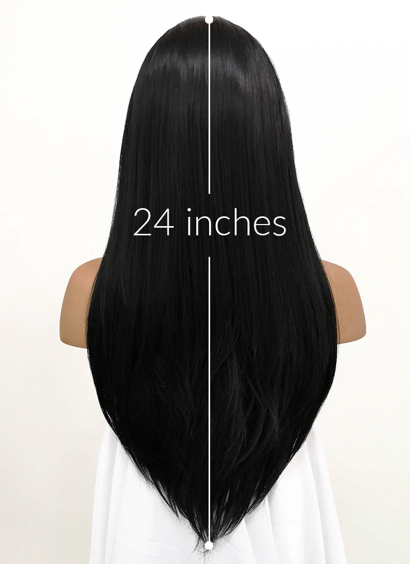Straight Jet Black Lace Front Synthetic Wig LFB002 - Image 5