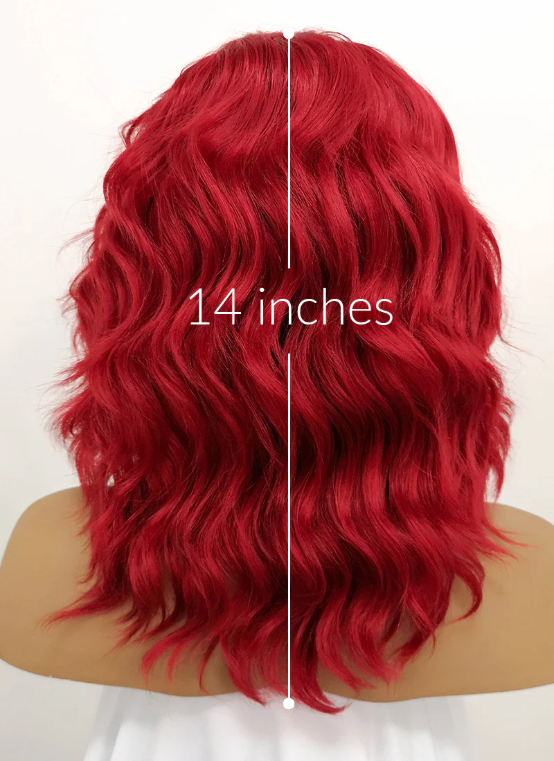 Red Wavy Lace Front Synthetic Wig LFB408 - Image 5