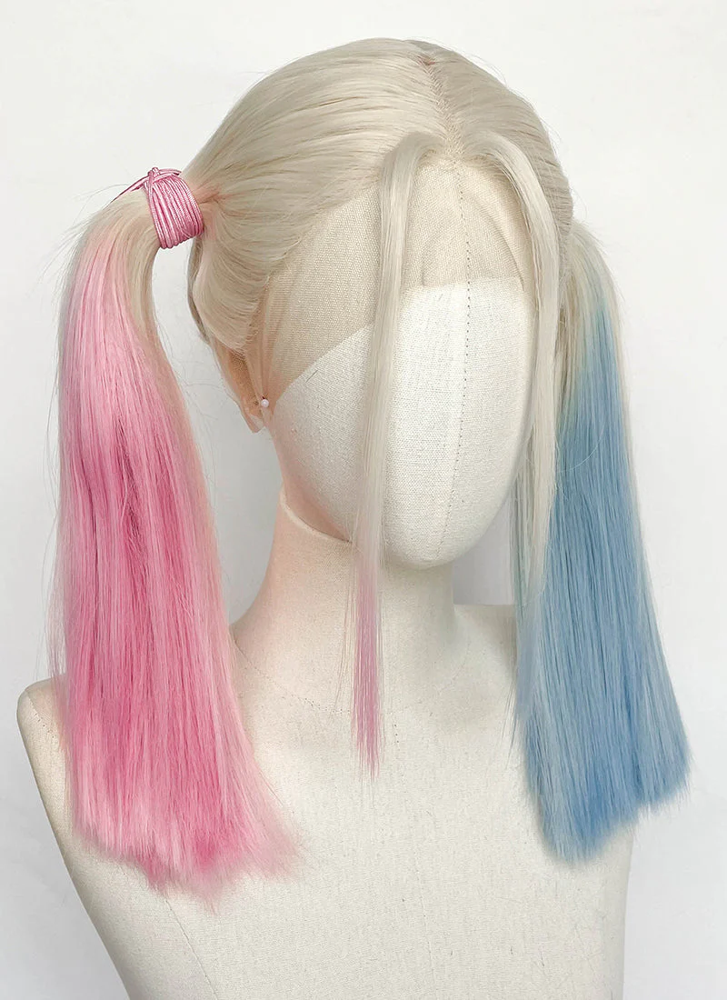 Blonde Synthetic Pink Blue Ponytail Lace Front Wig LFCS293 - Image 2