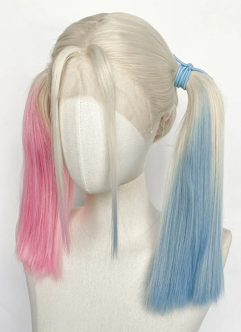 Blonde Synthetic Pink Blue Ponytail Lace Front Wig LFCS293 - Image 3