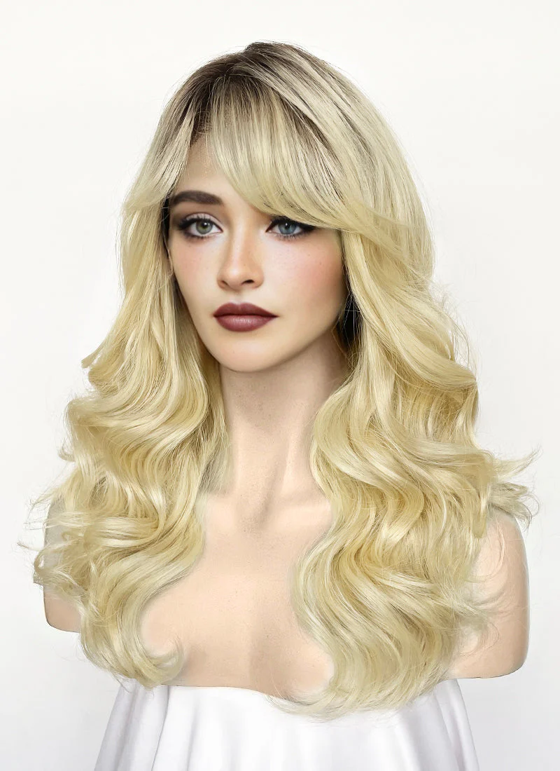 Sabrina Carpenter Inspiration Blonde With Dark Roots Wavy Lace Front Synthetic Wig LFK5579 - Image 3