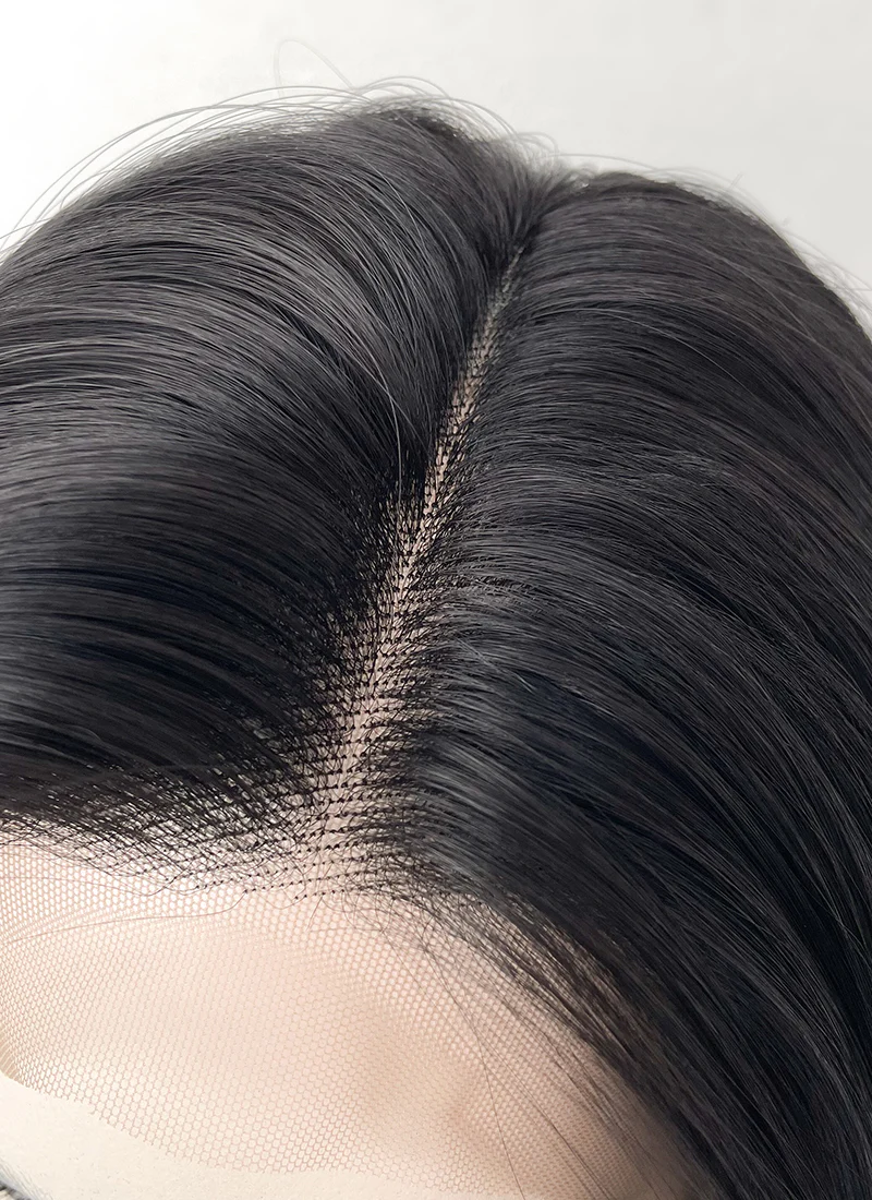 Black Straight 13" x 6" Lace Top Kanekalon Synthetic Hair Wig LFS018 - Image 5