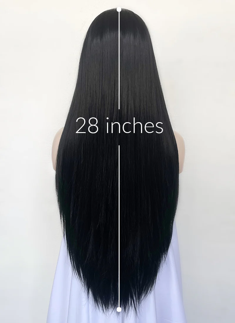 Black Straight 13" x 6" Lace Top Kanekalon Synthetic Hair Wig LFS018 - Image 9