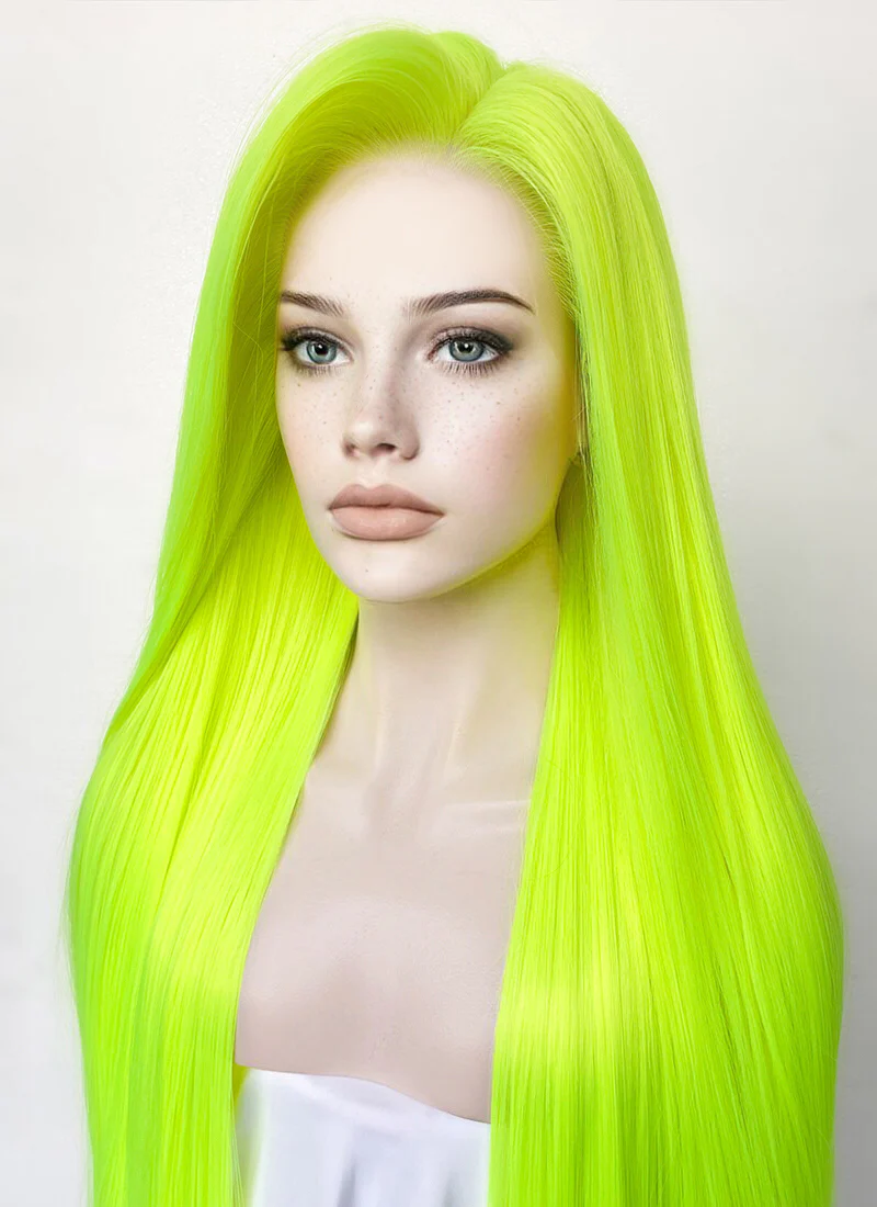 Neon Green Straight 13" x 6" Lace Top Synthetic Wig LFS020 - Image 5