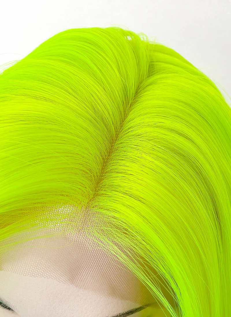 Neon Green Straight 13" x 6" Lace Top Synthetic Wig LFS020 - Image 6