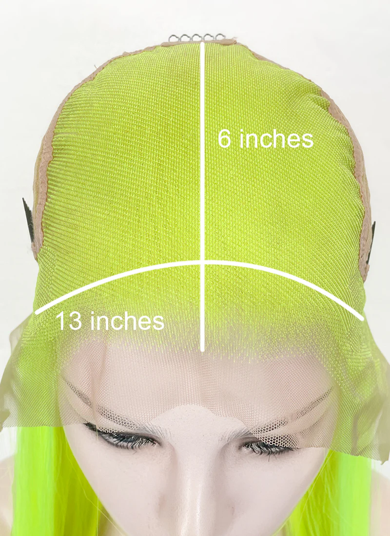 Neon Green Straight 13" x 6" Lace Top Synthetic Wig LFS020 - Image 7