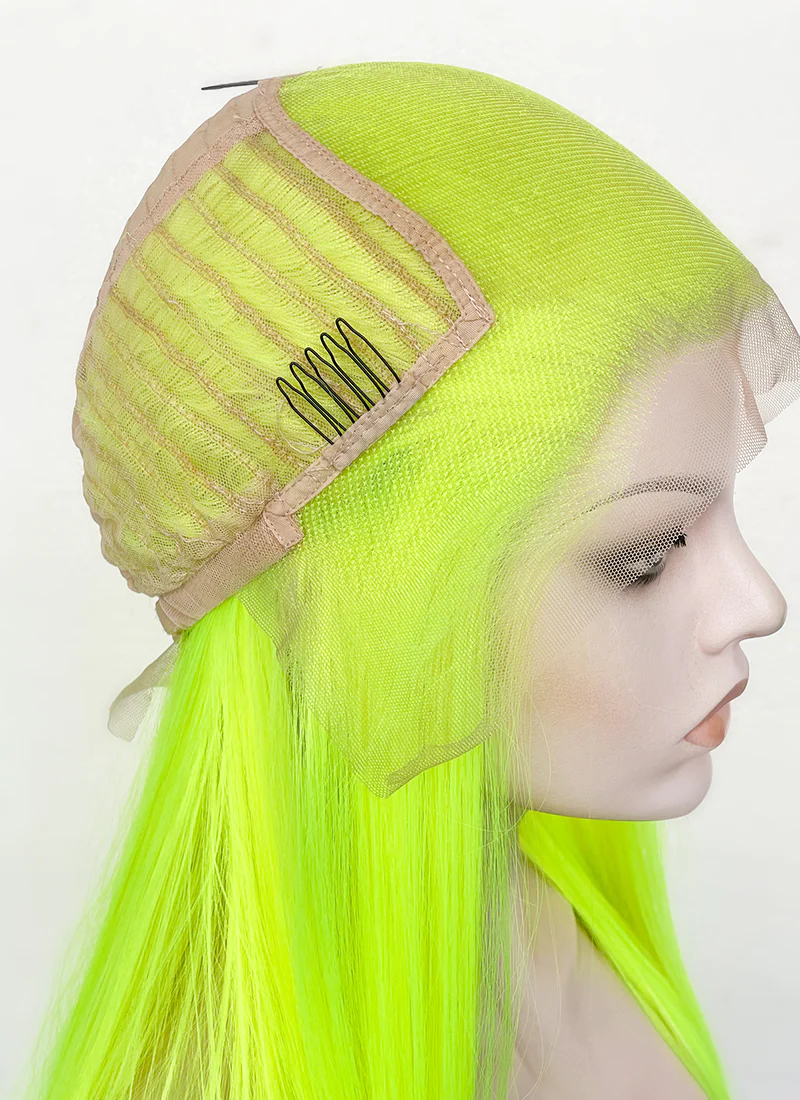 Neon Green Straight 13" x 6" Lace Top Synthetic Wig LFS020 - Image 8