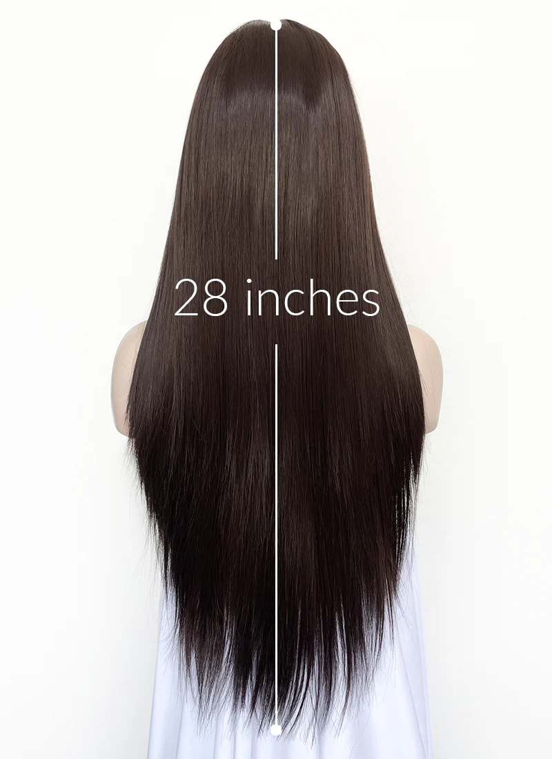 Brunette Straight 13" x 6" Lace Top Kanekalon Synthetic Hair Wig LFS027 - Image 12