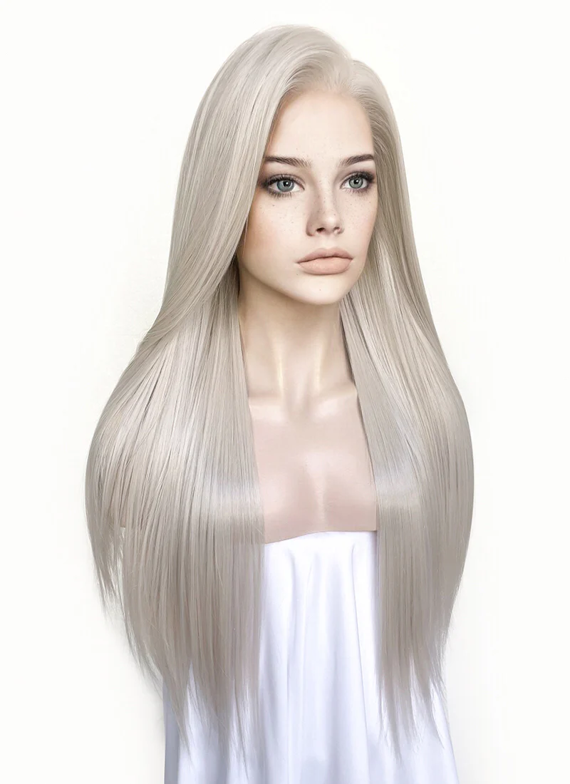 Ash Blonde Straight 13" x 6" Lace Top Kanekalon Synthetic Hair Wig LFS029 - Image 4