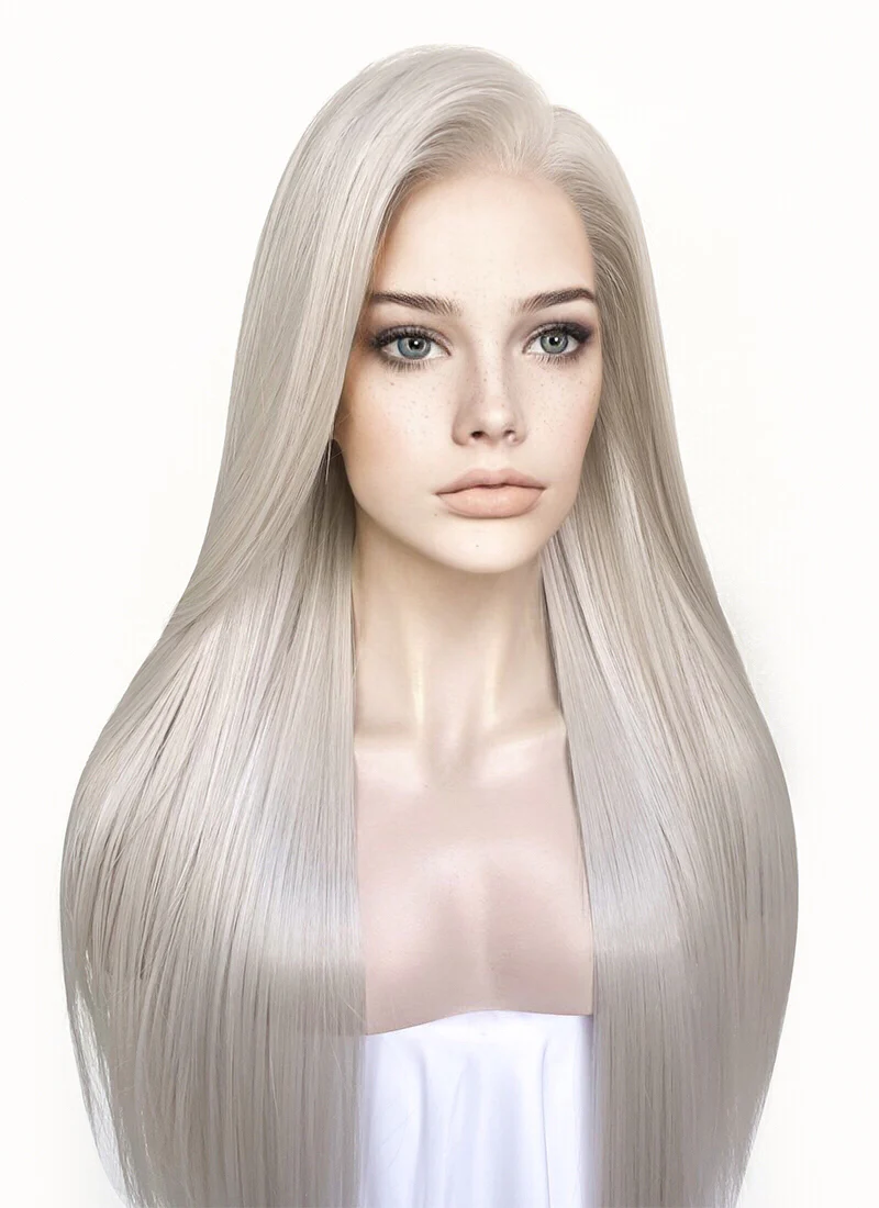 Ash Blonde Straight 13" x 6" Lace Top Kanekalon Synthetic Hair Wig LFS029 - Image 5