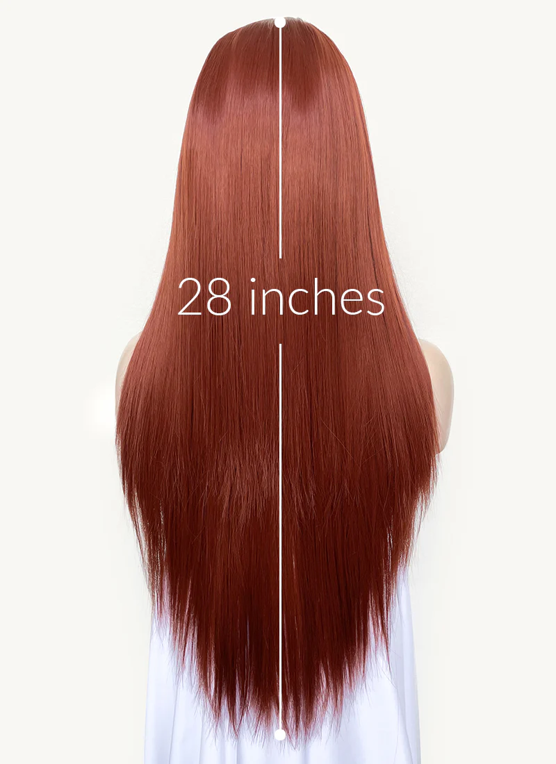 Auburn Straight 13" x 6" Lace Top Kanekalon Synthetic Hair Wig LFS030 - Image 11