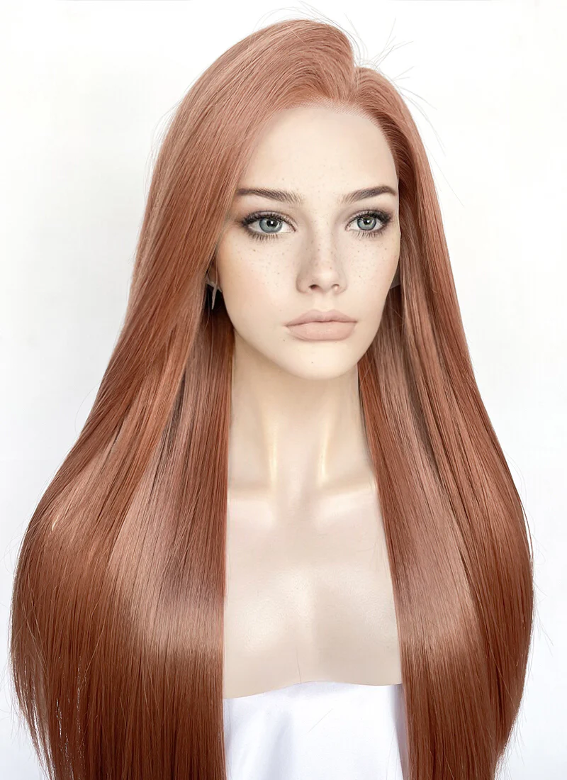 Auburn Straight 13" x 6" Lace Top Kanekalon Synthetic Hair Wig LFS035 - Image 3
