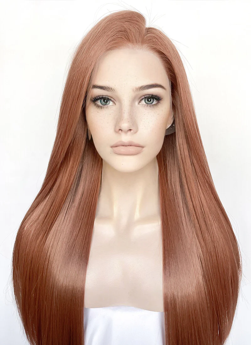 Auburn Straight 13" x 6" Lace Top Kanekalon Synthetic Hair Wig LFS035 - Image 4