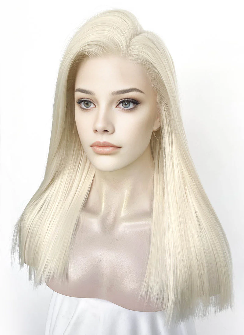 Platinum Blonde straight 13" x 6" Lace Top Lace Front Synthetic Wig LFS044 - Image 3