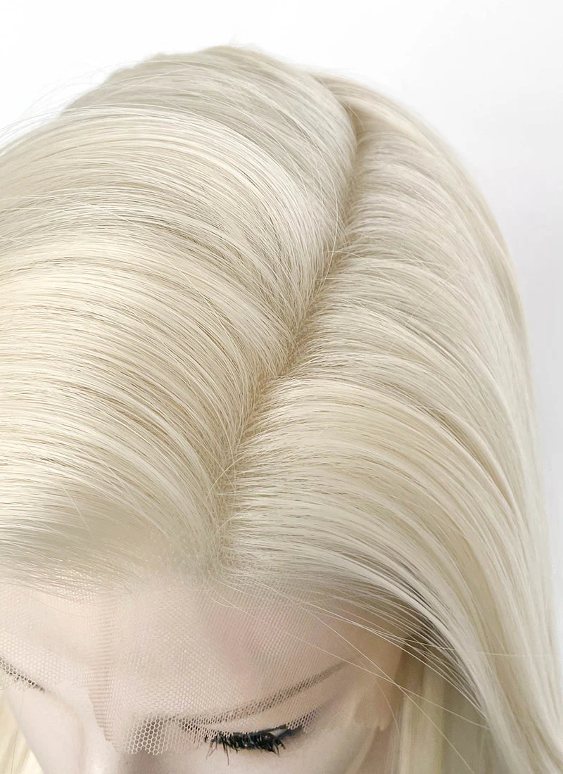 Platinum Blonde straight 13" x 6" Lace Top Lace Front Synthetic Wig LFS044 - Image 4