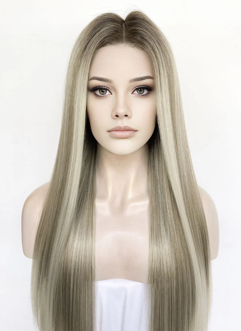 Mixed Blonde Money Piece Straight 13" x 6" Lace Top Lace Front Synthetic Wig LFS046 - Image 3