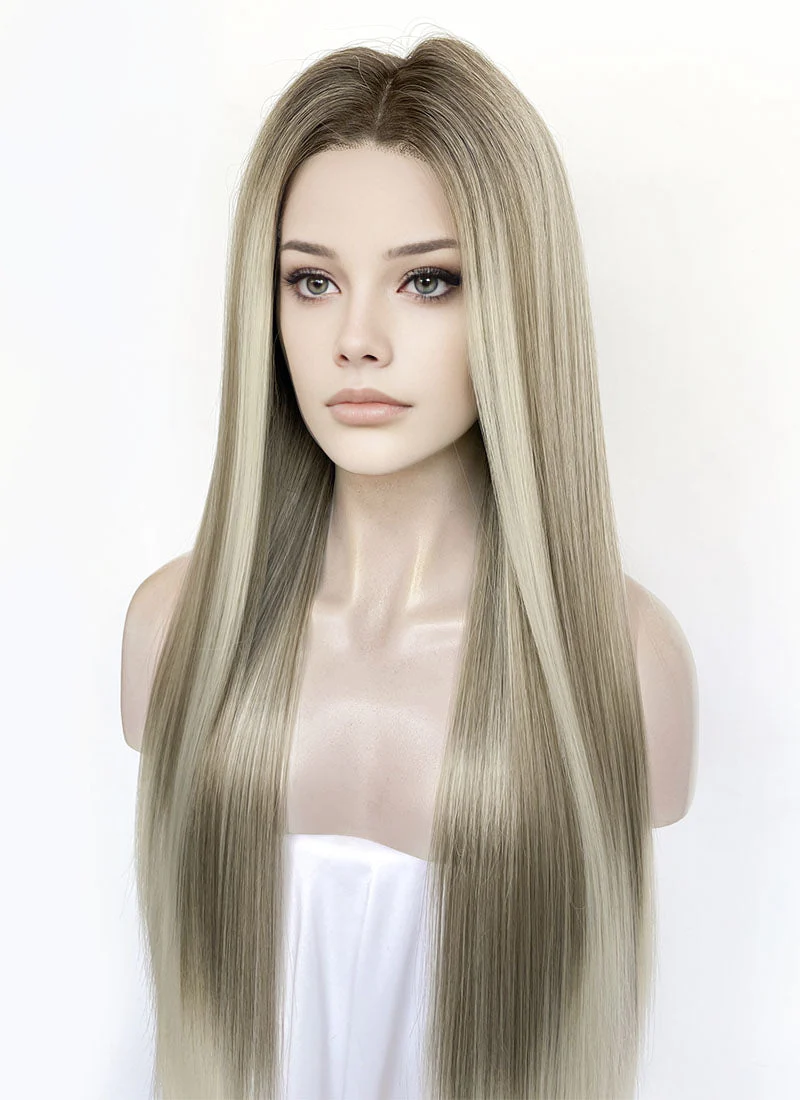 Mixed Blonde Money Piece Straight 13" x 6" Lace Top Lace Front Synthetic Wig LFS046 - Image 4