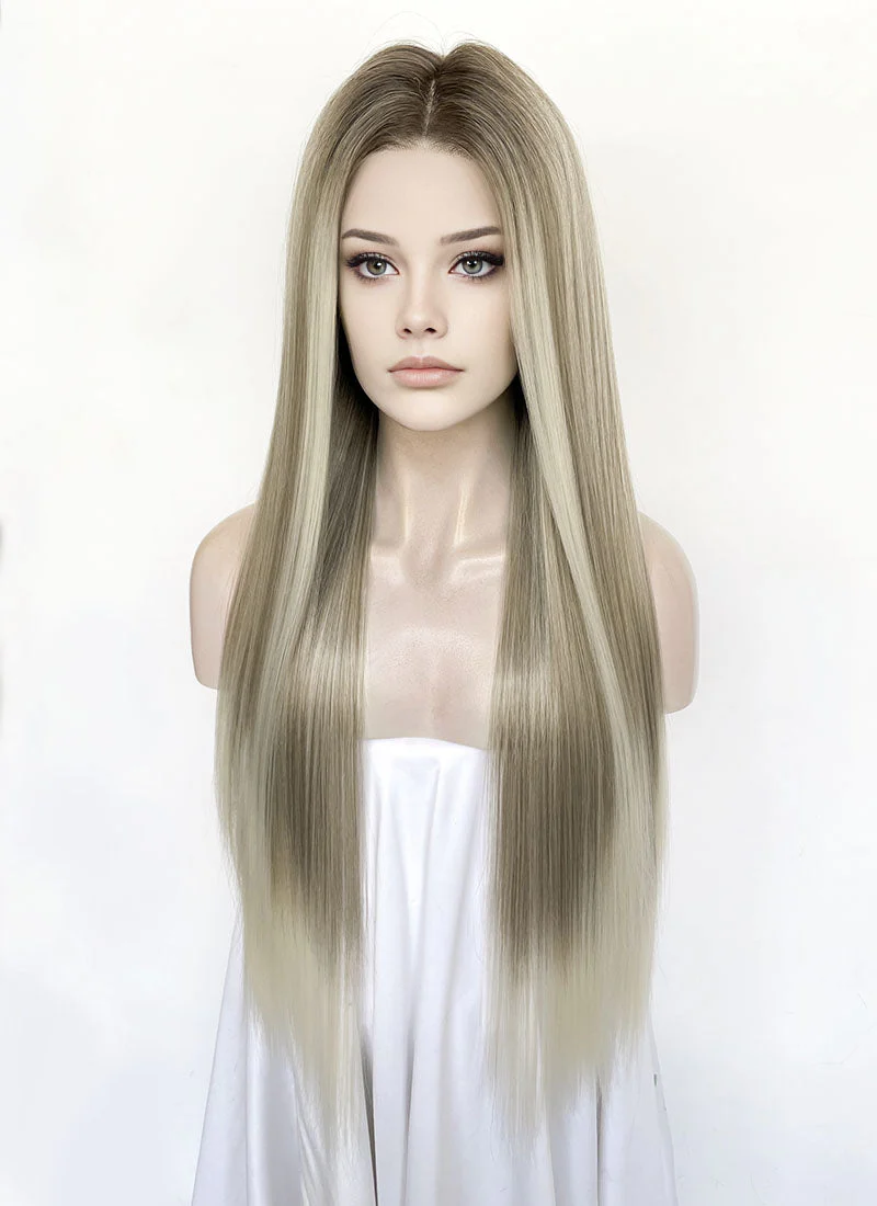 Mixed Blonde Money Piece Straight 13" x 6" Lace Top Lace Front Synthetic Wig LFS046 - Image 5