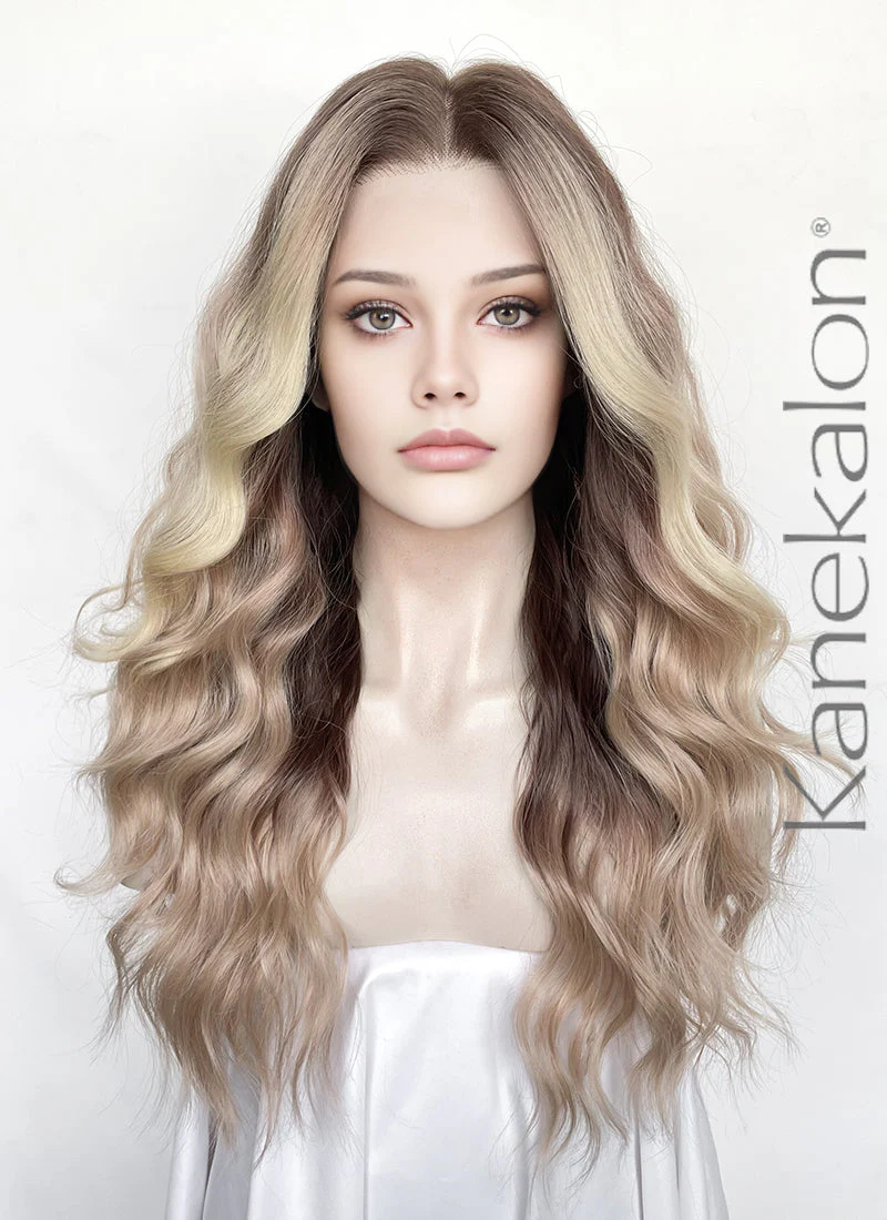 Balayage Mixed Blonde Wavy 13" x 6" Lace Top Kanekalon Synthetic Hair Wig LFS055 - Image 3