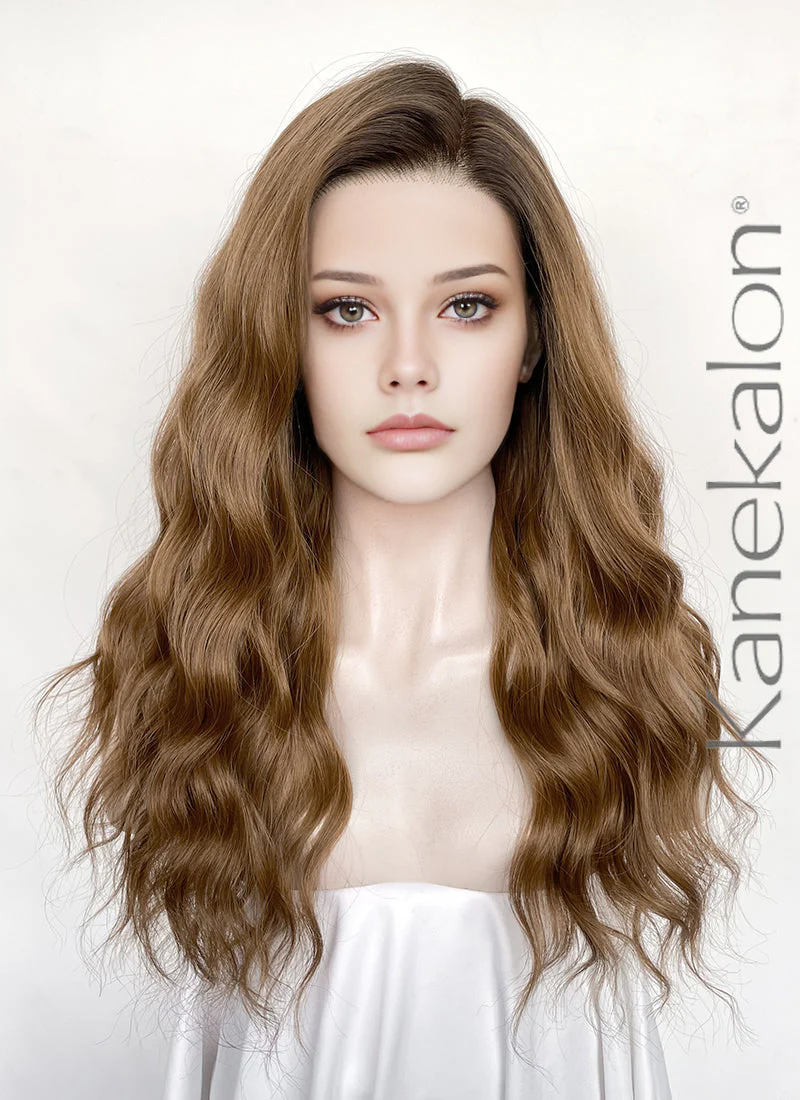 Blonde With Dark Roots Wavy 13" x 6" Lace Top Kanekalon Synthetic Hair Wig LFS056 - Image 3