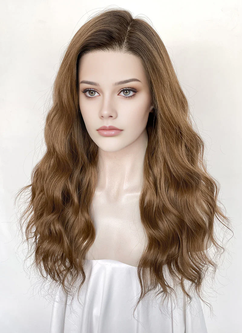 Blonde With Dark Roots Wavy 13" x 6" Lace Top Kanekalon Synthetic Hair Wig LFS056 - Image 4