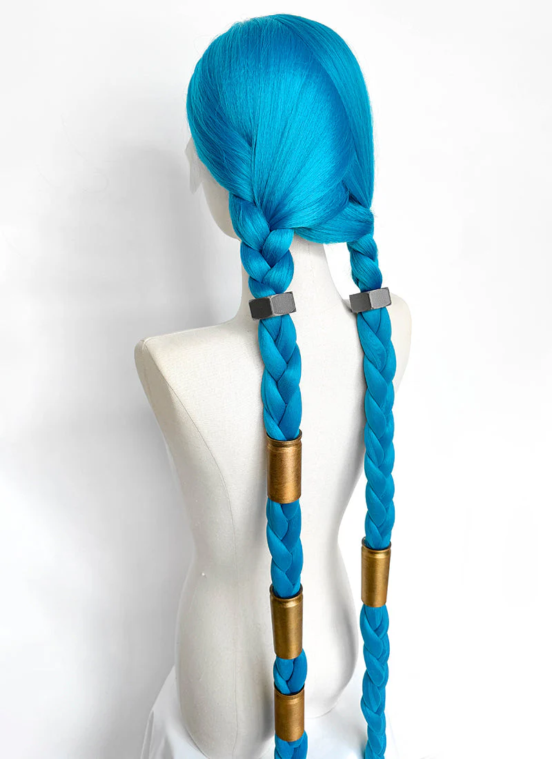 League of Legends LOL Arcane Jinx Turquoise Blue Braided Lace Front Synthetic Wig LN6020X - Image 16