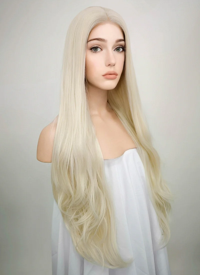 Straight Platinum Blonde Lace Front Synthetic Wig LW150D - Image 3